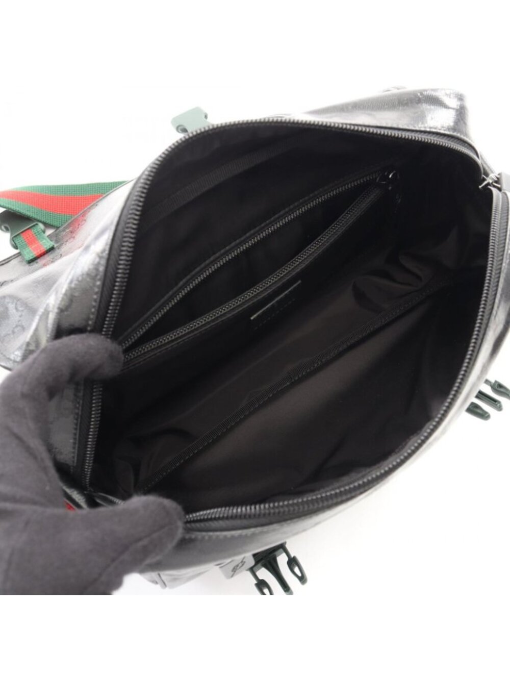 Gucci Shoulder Bag GG Crystal Black Canvas Leather - Picture 3 of 6